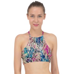 Colorful Spotted Reptilian Racer Front Bikini Top by MickiRedd