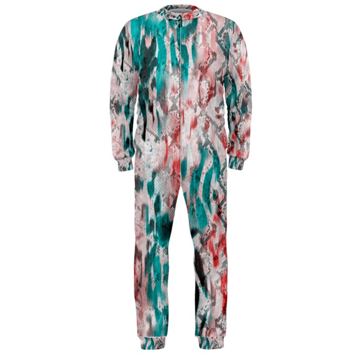 Colorful Spotted Reptilian Coral OnePiece Jumpsuit (Men)