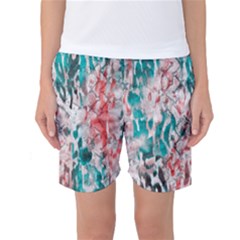 Colorful Spotted Reptilian Coral Women s Basketball Shorts by MickiRedd