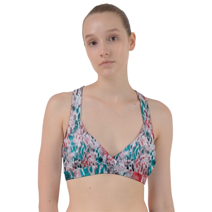 Colorful Spotted Reptilian Coral Sweetheart Sports Bra