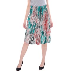 Colorful Spotted Reptilian Coral Midi Beach Skirt