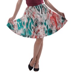 Colorful Spotted Reptilian Coral A-line Skater Skirt by MickiRedd