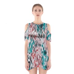 Colorful Spotted Reptilian Coral Shoulder Cutout One Piece Dress by MickiRedd