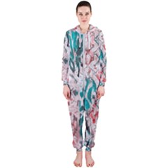 Colorful Spotted Reptilian Coral Hooded Jumpsuit (ladies) by MickiRedd