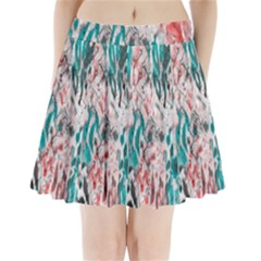 Colorful Spotted Reptilian Coral Pleated Mini Skirt