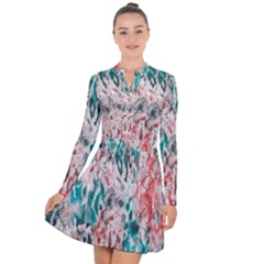 Colorful Spotted Reptilian Coral Long Sleeve Panel Dress by MickiRedd