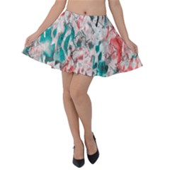 Colorful Spotted Reptilian Coral Velvet Skater Skirt