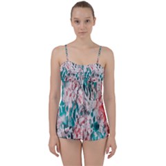 Colorful Spotted Reptilian Coral Babydoll Tankini Set by MickiRedd