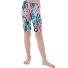 Colorful Spotted Reptilian Coral Kids  Mid Length Swim Shorts by MickiRedd