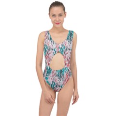 Colorful Spotted Reptilian Coral Center Cut Out Swimsuit by MickiRedd