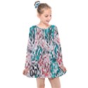 Colorful Spotted Reptilian Coral Kids  Long Sleeve Dress View1