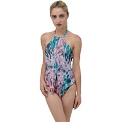 Colorful Spotted Reptilian Coral Go With The Flow One Piece Swimsuit by MickiRedd