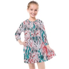 Colorful Spotted Reptilian Coral Kids  Quarter Sleeve Shirt Dress by MickiRedd