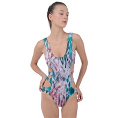 Colorful Spotted Reptilian Coral Side Cut Out Swimsuit