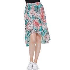 Colorful Spotted Reptilian Coral Frill Hi Low Chiffon Skirt by MickiRedd