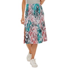 Colorful Spotted Reptilian Coral Midi Panel Skirt by MickiRedd