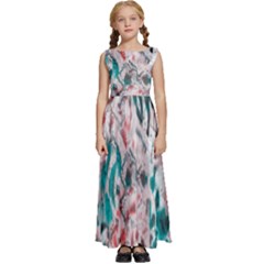 Colorful Spotted Reptilian Coral Kids  Satin Sleeveless Maxi Dress