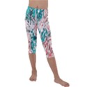 Colorful Spotted Reptilian Coral Kids  Lightweight Velour Capri Leggings  View1