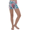 Colorful Spotted Reptilian Coral Kids  Lightweight Velour Yoga Shorts View1