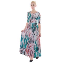 Colorful Spotted Reptilian Coral Half Sleeves Maxi Dress by MickiRedd