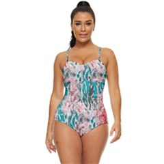 Colorful Spotted Reptilian Coral Retro Full Coverage Swimsuit