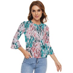 Colorful Spotted Reptilian Coral Bell Sleeve Top