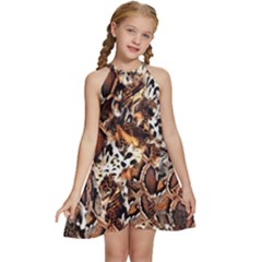 Glaminmal Kids  Halter Collar Waist Tie Chiffon Dress