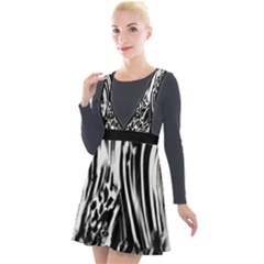 Zebra Leopard Black 7000 Plunge Pinafore Velour Dress