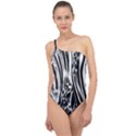 Zebra Leopard Black 7000 Classic One Shoulder Swimsuit View1