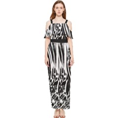 Zebra Leopard Black 7000 Draped Sleeveless Chiffon Jumpsuit by MickiRedd