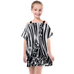 Zebra Leopard Black 7000 Kids  One Piece Chiffon Dress by MickiRedd