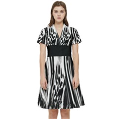 Zebra Leopard Black 7000 Short Sleeve Waist Detail Dress