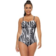 Zebra Leopard Black 7000 Retro Full Coverage Swimsuit