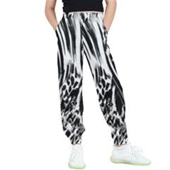 Zebra Leopard Black 7000 Kids  Elastic Waist Pants by MickiRedd