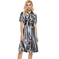 Zebra Leopard Black 7000 Button Top Knee Length Dress