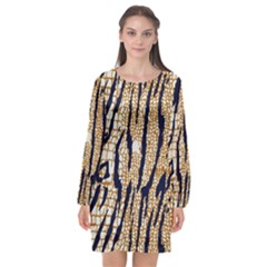 Tiger Snake Black 7000 Long Sleeve Chiffon Shift Dress  by MickiRedd