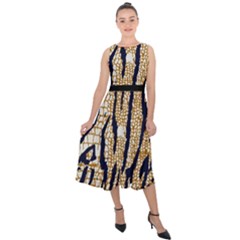 Tiger Snake Black 7000 Midi Tie-back Chiffon Dress