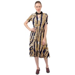 Tiger Snake Black 7000 Keyhole Neckline Chiffon Dress by MickiRedd