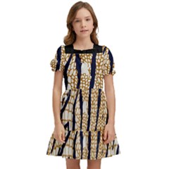 Tiger Snake Black 7000 Kids  Puff Sleeved Dress