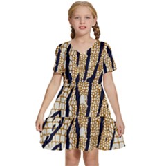 Tiger Snake Black 7000 Kids  Short Sleeve Tiered Mini Dress by MickiRedd