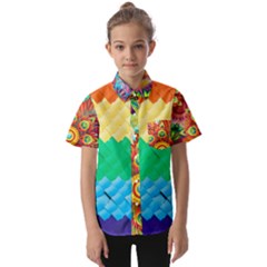 Mandalas-1084082 Textured-rainbow Kids  Short Sleeve Shirt