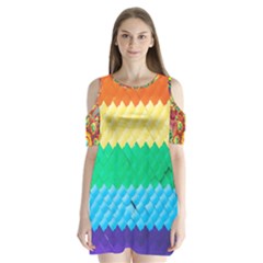 Mandalas-1084082 Textured-rainbow Shoulder Cutout Velvet One Piece