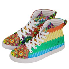 Mandalas-1084082 Textured-rainbow Men s Hi-top Skate Sneakers by jellybeansanddinosaurs