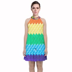 Mandalas-1084082 Textured-rainbow Velvet Halter Neckline Dress  by jellybeansanddinosaurs