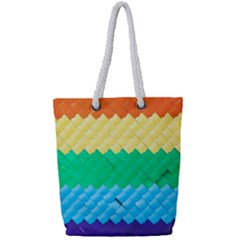 Mandalas-1084082 Textured-rainbow Full Print Rope Handle Tote (small) by jellybeansanddinosaurs