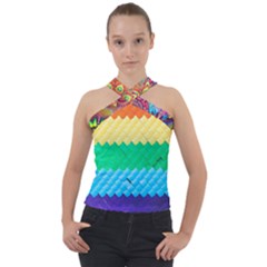 Mandalas-1084082 Textured-rainbow Cross Neck Velour Top by jellybeansanddinosaurs