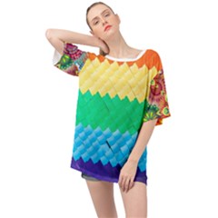 Mandalas-1084082 Textured-rainbow Oversized Chiffon Top by jellybeansanddinosaurs