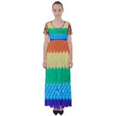 Mandalas-1084082 Textured-rainbow High Waist Short Sleeve Maxi Dress by jellybeansanddinosaurs