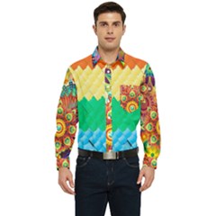 Mandalas-1084082 Textured-rainbow Men s Long Sleeve Pocket Shirt  by jellybeansanddinosaurs