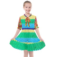 Mandalas-1084082 Textured-rainbow Kids  All Frills Chiffon Dress by jellybeansanddinosaurs